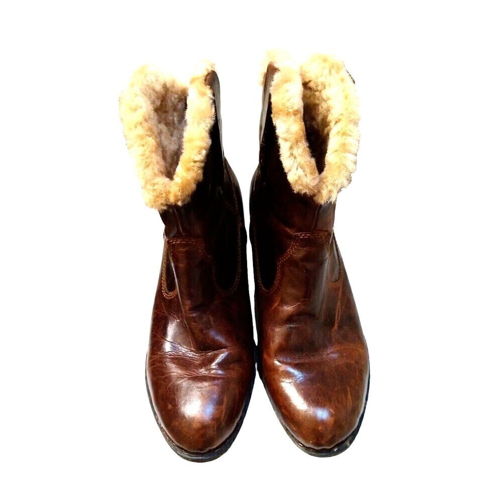 Born Womens Ankle Boots Size 9 Brown Distressed Leather Sherpa Lined Comfort - Picture 2 of 8
